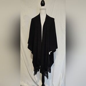 *NWOT* Cejon Black Ruana Wrap with Fringe
